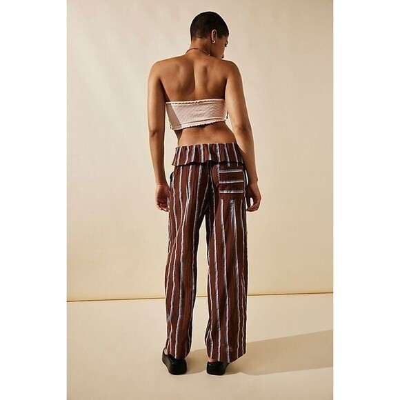 🆕Free People Free-Est Came To Play Striped Pants Embroidered Cotton XS 280065 - Picture 3 of 8